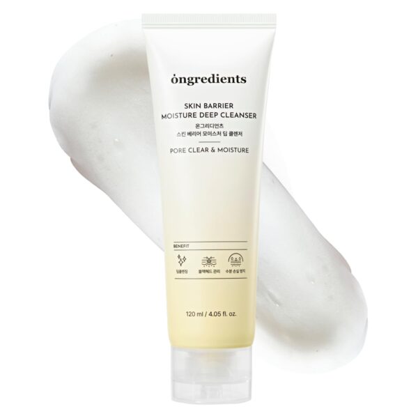 ONGREDIENTS Skin Barrier Moisture Deep Cleanser | Daily Face Wash for All Types | Centella, Peptide, AHA, LHA, Hydrating, Soothing, Pore Tightening | Vegan, Korean Skin Care 4.06 fl Oz