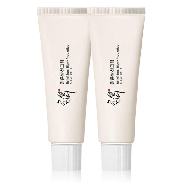 Relief Sun Organic sunscreen SPF50,+++++PA++ Rice and Probiotics | Korean Skin Care Solution for All Skin Types | Nourishing Skin Protection and UV Defense 50ml (2PCS)