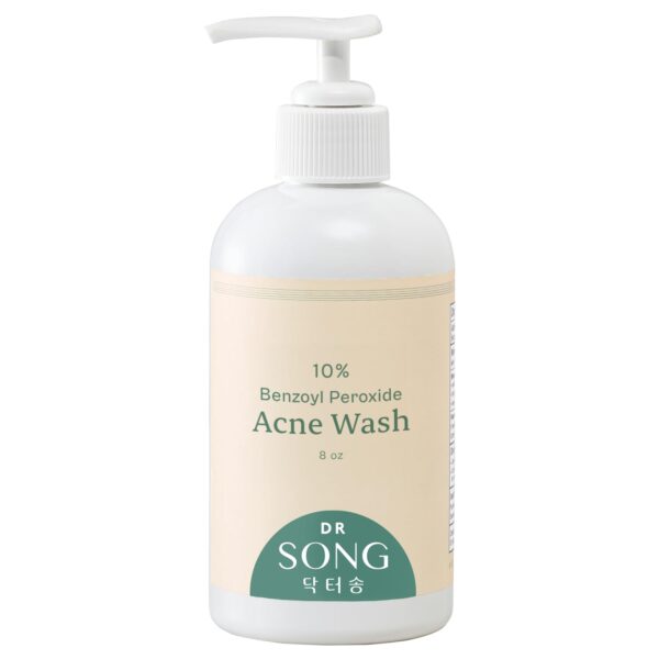 Benzoyl Peroxide Wash 10% with Hyaluronic Acid Acne Treatment: Acne Face Wash & Back, Butt, Body Wash Korean Skincare (8oz)