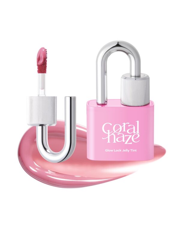 CORLAHAZE Glow Lock Jelly Tint 113 Peony 4g, Hydrating Jelly Glow Lip Stain, High-Shine, Long-Lasting Color Moisturizing Lip Enhancer with Rosehip Oil, Collectible Lock-Shaped Design, Korean Makeup