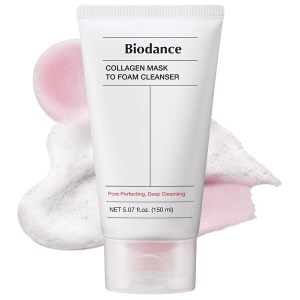 BIODANCE Collagen Mask To Foam Cleanser, Face Wash for Women, 2-in-1 Pore Mask and Hydrating Foaming Facial Cleanser for Sensitive Skin, Oily Skin, 5.07 fl. oz. (150 ml)