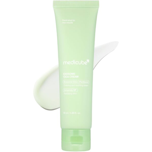 medicube Exosome Cica Tea Tree Cream for Sensitive Skin with Centella Asiatica help reduce redness and breakouts. | Low-irritating, Moisturizing Daily Texture Care | Korean Skincare | 1.7 fl oz