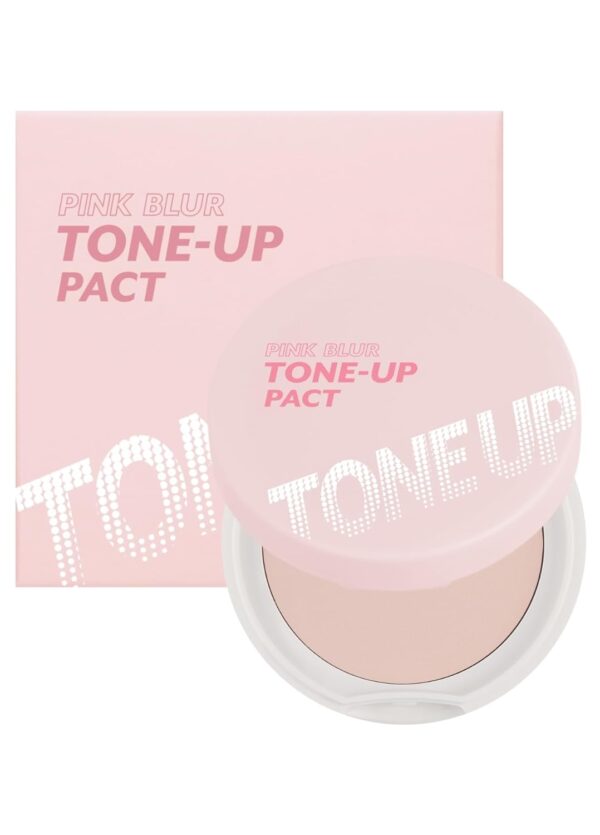 I'M MEME Compact - Tone-up Pact | Korean Pressed Setting Powder for Pink Blur Effect, with Calamine, Mattify Skin, Makeup Foundation, Translucent Compact, Oily Skin, Natural Coverage, 0.35 Oz