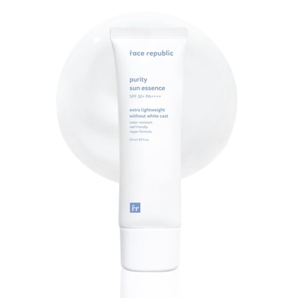 Face Republic Purity Sun Essence 50ml 1.69fl.oz. | SPF50+ Broad Spectrum UV Protection | No White Cast | Water Resistant | Vegan Certified, Reef Safe, Cruelty Free | Non-greasy | Korean Skin Care