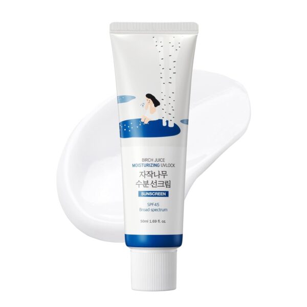 ROUND LAB Birch Juice Moisturizing UV LOCK 1.69 Fl Oz SPF 45 broad spectrum, No White Cast, Non-toxic Sunscreen, Strong UV Protection, Moisturizing, Ocean Friendly, Reef Safe
