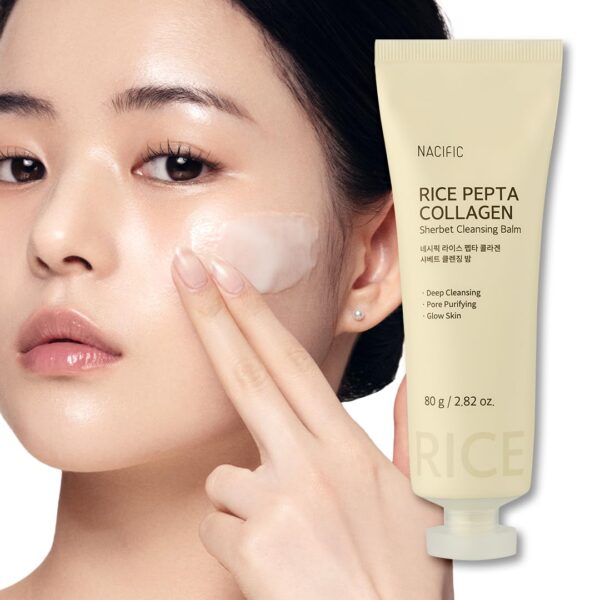 NACIFIC Rice Pepta Collagen Sherbet Cleansing Balm 2.82oz. 80g Makeup Remover Korean Skincare Deep Cleansing Face Cleanser Pore Purifying Glow Glass Skin Non greasy For All Skin Types