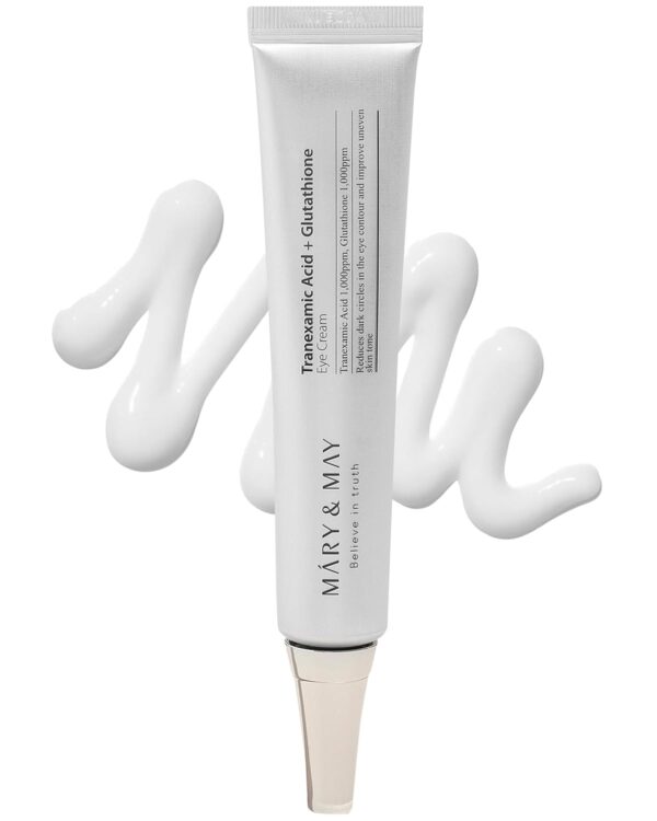 Mary&May Tranexamic Acid + Glutathione Eye Cream - Powerful Antioxidant, Reduces Dark Circles in the Eye, Improve Uneven Skin Tone with Vitamin C - Suitable for Morning and Night Use, 1.01 oz.