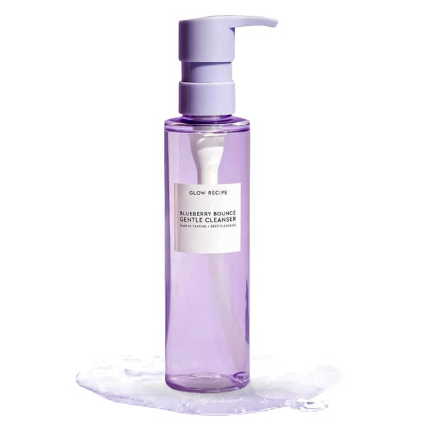 Glow Recipe Blueberry Bounce Exfoliating Face Wash - Foaming Facial Cleanser, Makeup Remover & Clarifying Mask - Hydrating Hyaluronic Acid & Gentle AHA for Sensitive Skin - Korean Skincare, 160ml