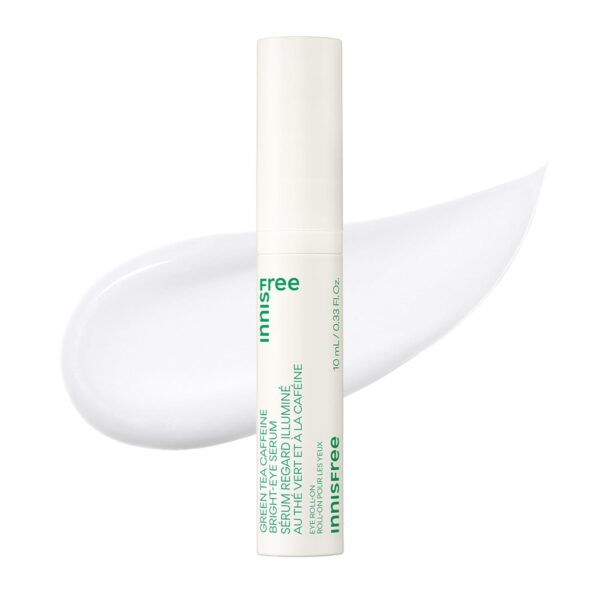 innisfree Green Tea Caffeine Bright-Eye Serum with Niacinamide, Cooling Korean Eye Roll On Serum, Hydrating Eye Cream