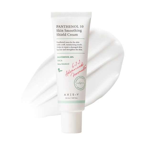 AXIS-Y Panthenol 10 Skin Smoothing Shield Cream - Daily Facial Moisturizer Barrier Cream for Long Lasting Hydration & Soothing - Vegan Korean Skin Care Face Lotion - 1.69 fl. oz.