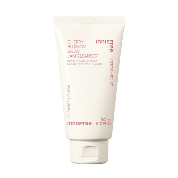 innisfree Cherry Blossom Glow Jam Cleanser, Sulfate Free, Korean Face Wash, Cleansing Foam for Glowing Glass Skin (Packaging May Vary)