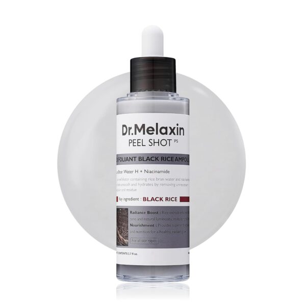 Peel Shot Glow Black Rice Peeling Ampoule, Soft Exfoliating Face and Body Scrub Dead Skin Cells, Blackheads Remover for All Skin Types korean skin care 80ml