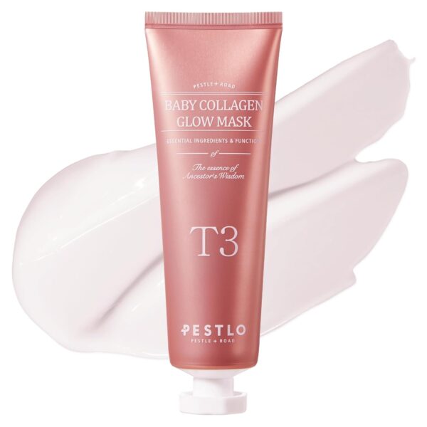 PESTLO Baby Collagen Glow Mask - Korean Peel Off Mask Skincare Infused with Reallagen/T3 Vegan Collagen, Aginon, Volufiline, for Elasticity, Firmness, Glass Skin, & Optional Overnight Use, 2.36 fl.oz