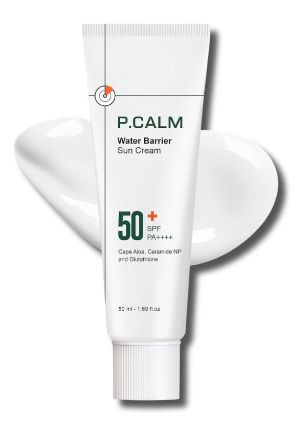 P.CALM Water Barrier Moisturizing Sun Cream Matte-Finish No White Cast SPF 50+ PA++++ Vegan Calming Moisture Daily Sunscreen for Dry Oily Sensitive Skin Korean Skincare