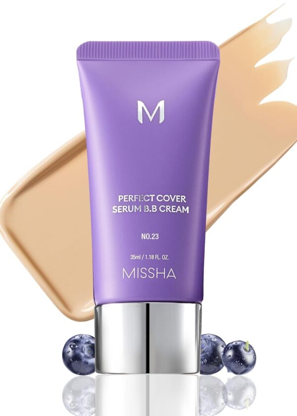 MISSHA M PERFECT COVER SERUM BB CREAM No.23 Natural Beige-Light/Medium with Cool/Neutral Undertone, Skin Care Foundation Makeup, Tinted Moisturizer, Superfood Complex, Mother's Day gifts, 1.18 Fl oz