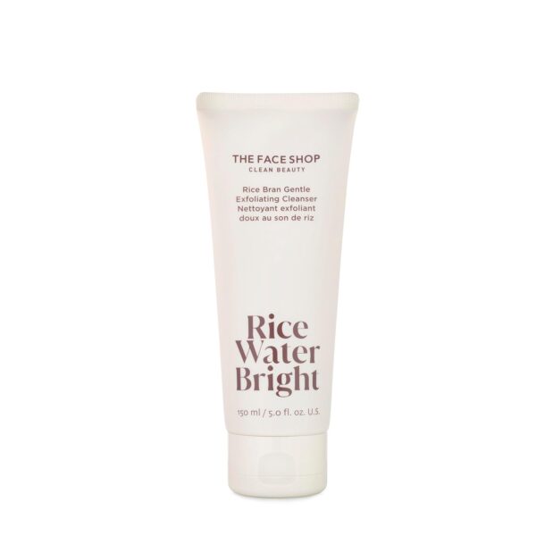 The Face Shop Rice Water Bright Rice Bran Gentle Exfoliating Cleanser - Hydrating, Moisturizing & Brightening Face Cleanser - Vegan Exfoliating Face Wash Face Scrub - Korean Skin Care Face Exfoliator