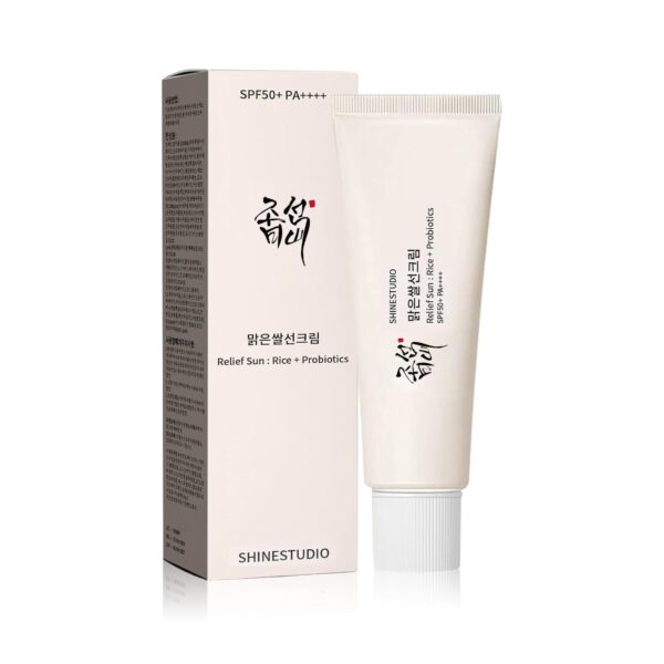 Relief Sun Organic sunscreen SPF50,+++++PA++ Rice and Probiotics | Korean Skin Care Solution for All Skin Types | Nourishing Skin Protection and UV Defense 50ml (1PCS)