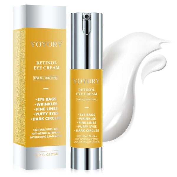 Retinol Under Eye Cream - Eye Cream for Dark Circles and Puffiness, Eye Bags, Wrinkles Fine Lines Skin Care Treatment Hydrates & Lifts Gold(0.67 Fl Oz)