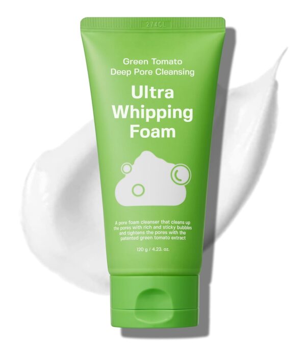 SUNGBOON EDITOR Green Tomato Deep Pore Cleansing Whipping Foam 4.24 oz | Korean Foaming Face Wash for Oily Skin | Blackhead Remover & Pore Minimizer | Hydrating Skincare