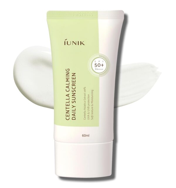 IUNIK Centella Calming Moisture Daily Sunscreen SPF 50+ PA++++ Matte & No White Cast Centella Asiatica Dry Oily Sensitive Vegan Korean Skincare