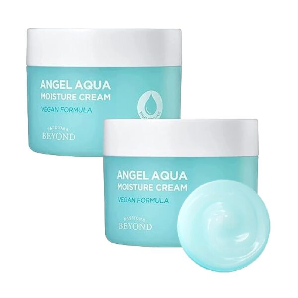 BEYOND Angel Aqua Cream (10.2fl oz, Pack of 2) - Instant Soothing, Cooling, Hydrating Lightweight Face Moisturizer, Sleeping Mask. Korean Skin Care, Vegan. Cica, Hyaluronic Acid,