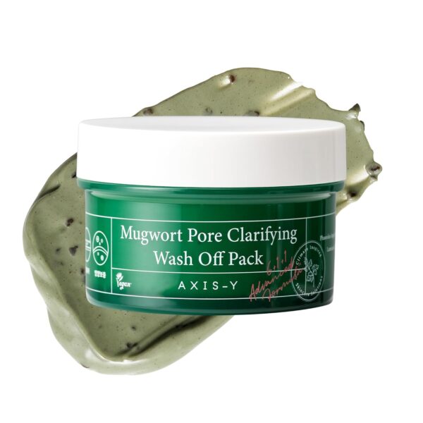 AXIS-Y Mugwort Pore Clarifying Wash Off Pack - Face Exfoliator Targets Clogged Pores, Whitehead & Blackhead Remover - Vegan Korean Skin Care Glass Skin Clay Mask - 3.38 fl. oz.