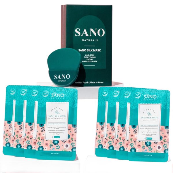 Vegan Zombie Mask Sano Silk Mask by Sano Naturals - Dermatologist Tested Viral One Step Korean Face Mask Skin Care for Glass Skin, Helps Reduce Large Pores, Anti Aging and Tightening - Pack of 8