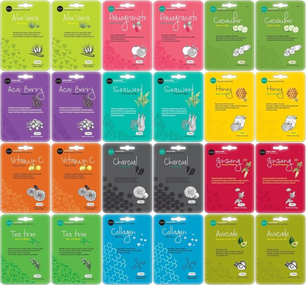 Celavi Collagen Facial Face Mask (24-Sheets) Classic Korean Skincare