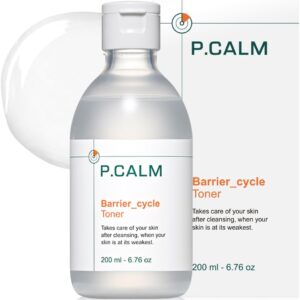 P.CALM Barrier Cycle Toner – Azulene & Centella Asiatica for Deep Hydration & Skin Barrier Strengthening, Korean Vegan Facial Toner for Sensitive Skin (200ml / 6.76 fl.oz)