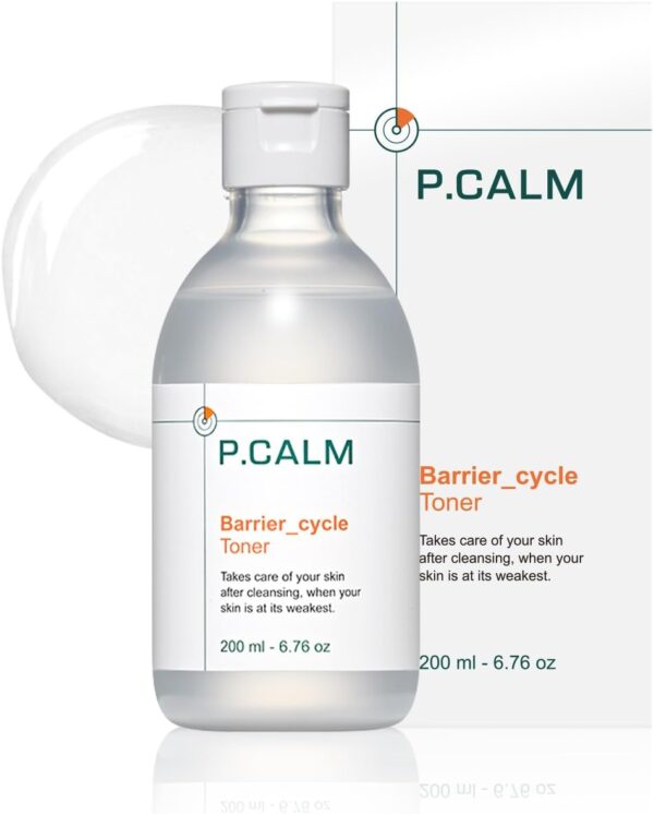 P.CALM Barrier Cycle Toner – Azulene & Centella Asiatica for Deep Hydration & Skin Barrier Strengthening, Korean Vegan Facial Toner for Sensitive Skin (200ml / 6.76 fl.oz)