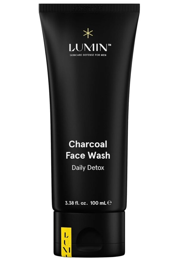 Lumin Charcoal Face Wash for Men Skincare - Daily Detox, Hydrating Face Cleanser, Removes Impurities, Exfoliates, Unclogs Pores, Controls Oil, Soothes Irritation, All Skin Types, 1 Pack