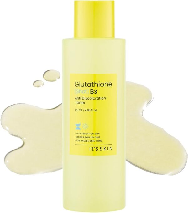 It'S SKIN Glutathione Shot B3 Anti Discoloration Toner 4.05 Fl Oz, 99% Pure Glutathione, Deep Hydration & Skin Texture Care, Fast-Absorbing for Daily Toner, Korean Skincare