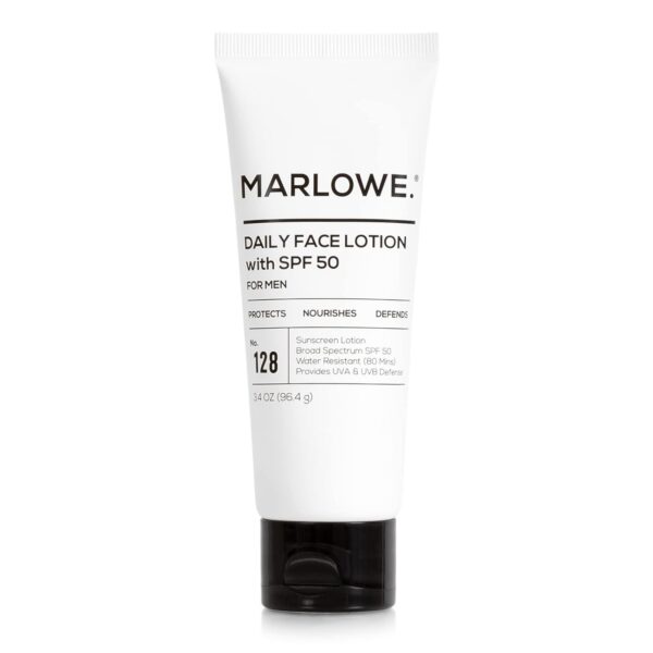 No. 128 Men's Facial Lotion with Sunscreen SPF 50, 3.4 oz, Oil-Free, Lightweight Daily Face Moisturizer for Men, Includes Natural Extracts to Hydrate, Nourish & Soothe