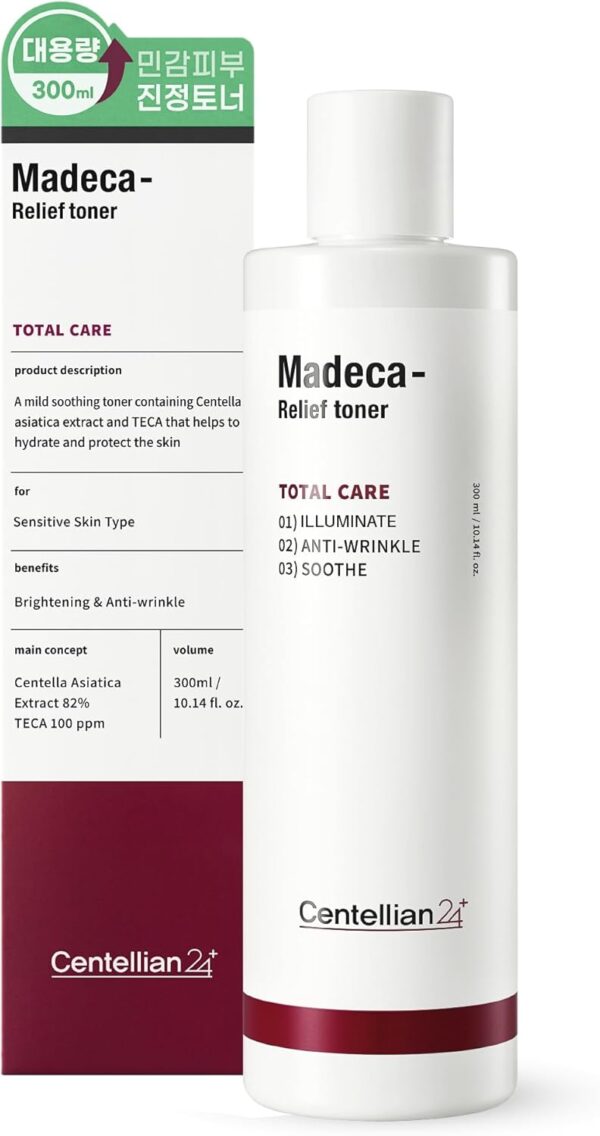 Centellian 24 Relief Toner (10.14 fl oz) Korean Wrinkle Facial Toner for Soothing with TECA, Centella Asiatica, Allantoin, Feverfew & Bergamot Leaf by Dongkook Pharmaceutical