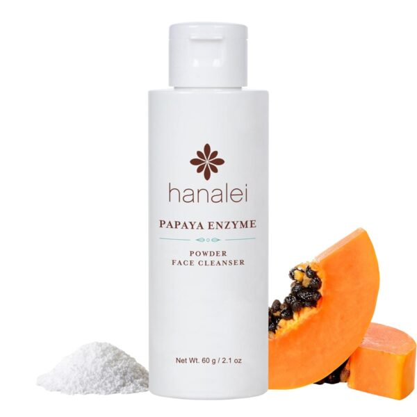 Hanalei Papaya Powder Face Cleanser – Gentle Exfoliating & Hydrating Daily Wash for All Skin Types – Non-Stripping, Cruelty-Free, Paraben-Free Skincare – Deep Clean & Brighten – Full Size (60g)