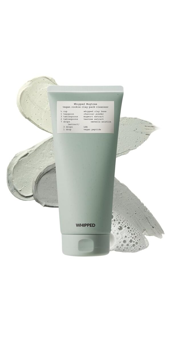 WHIPPED Cookie Clay Mask Cleanser - Charcoal Clay Deep Face Mask with Collagen - Natural Exfoliation, Pore Minimizer, Vegan Korean Skincare 6.0 fl. oz