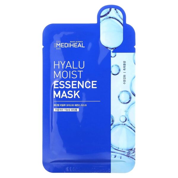 Mediheal Hyaluronic Acid Moist Essence Facial Mask, Pack of 15 - Hydrating Mask Sheet for Dry and Sensitive Skin, Deep Moisturization, Silky Smooth Cellulose Sheet