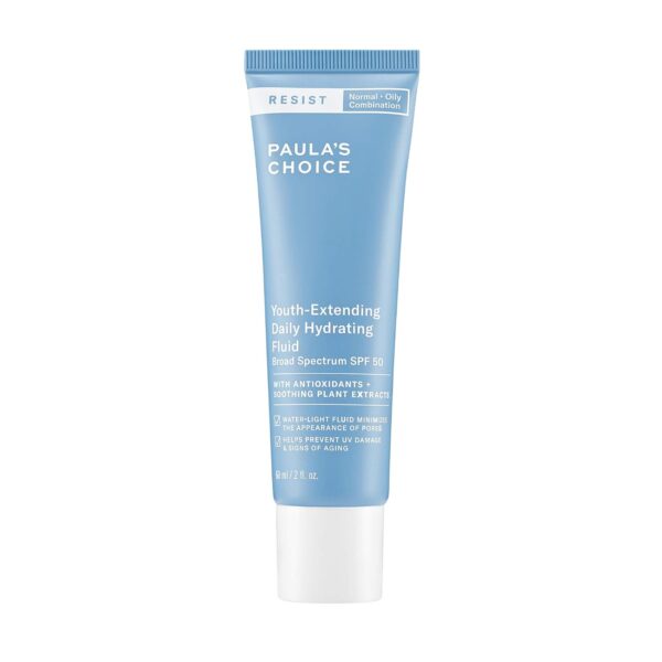 Paula's Choice RESIST Daily Hydrating Fluid Face Moisturizer SPF 50, UVA & UVB Protection, Chamomile & Vitamin E, Lightweight Sunscreen for Oily Skin, Fragrance-Free