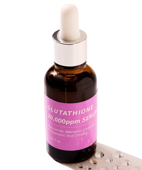 Pure Glutathione Concentrate Mix-in Serum 30,000 ppm w/Niacinamide & Hyaluronic Acid Ceramide | Evens Skin Tone Reduces Hyperpigmentation Acne Scars Dark Spots for Sensitive Skin Korean Skincare