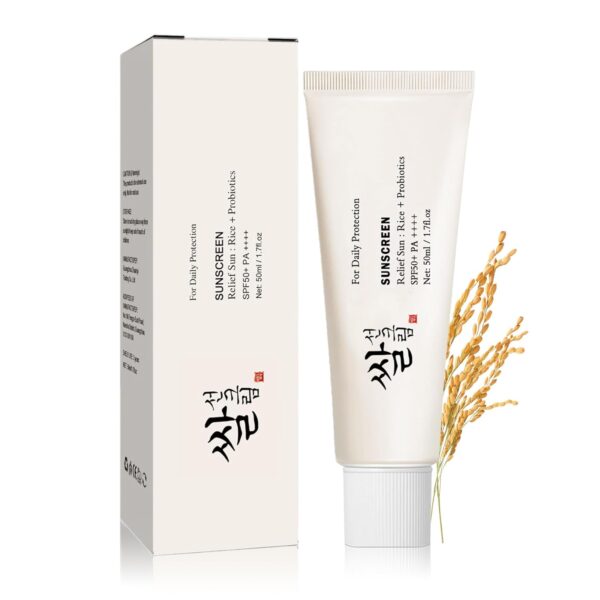 Relief Sun Sunscreen Korean Rice SPF50 PA++++ Face Sunscreen Cream for All Skin Types