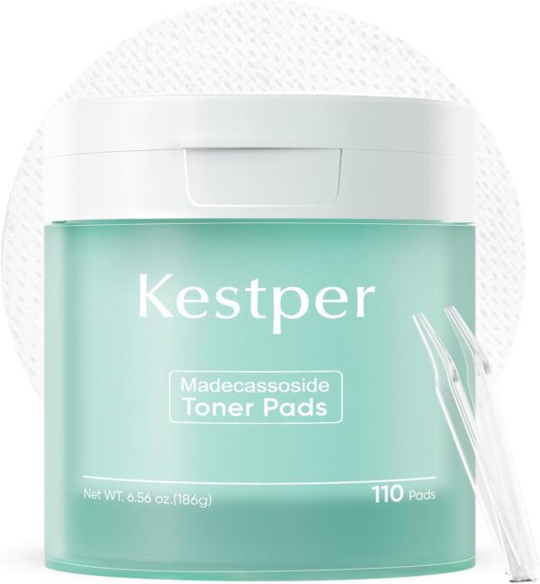 Madecassoside Blemish Toner Pads | 110 Pad Calming Face Pads with Centella Asiatica to Soothe,Balance Skin Tone,Fades Blemishes & Spots | Daily Use for Acne-Prone & Sensitive Skin