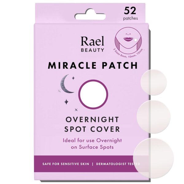 Rael Pimple Patches - Miracle Overnight Spot Cover, Thicker & Extra Adhesion, Hydrocolloid Acne Treatment for Face, Zits & Blemishes, Korean Skin Care, Vegan & Cruelty-Free, 3 Sizes (52 Count)