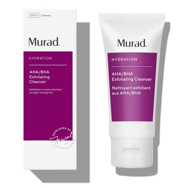 Murad AHA/BHA Exfoliating Cleanser - Hydration Exfoliating & Moisturizing Salicylic, Lactic and Glycolic Acid Face Wash - Creamy Skin Smoothing Treatment Backed by Science