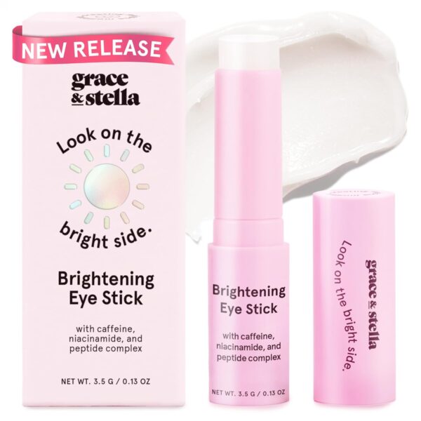 grace & stella Under Eye Brightener Balm Stick - Caffeine Eye Cream for Dark Circles, Puffiness, Wrinkles - Moisturizer Stick with Niacinamide, Hyaluronic Acid, Peptides - Vegan Skincare (0.13oz/3.5g)