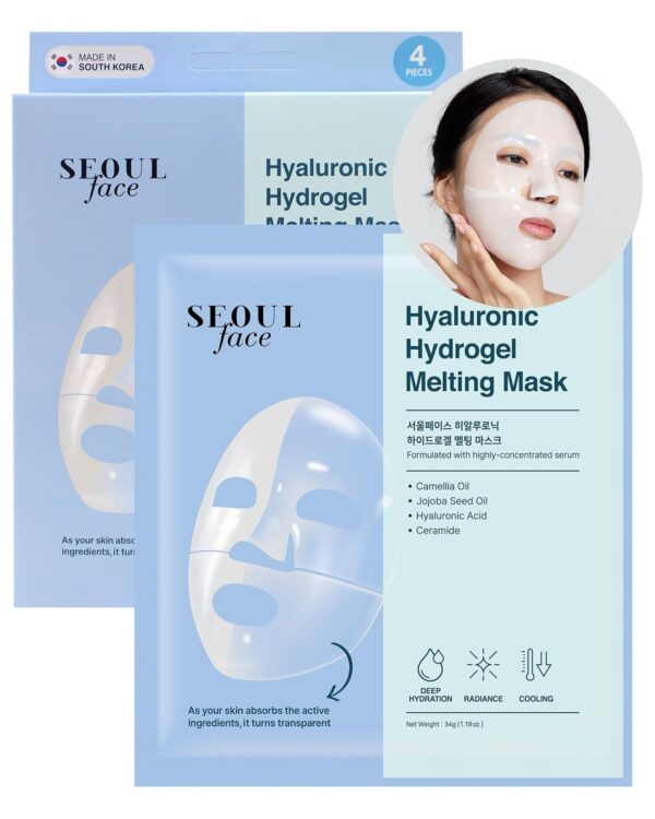 DERMAL Hyaluronic Hydrogel Melting Jelly Gel Mask 4ea - Korean Overnight Face Mask with Ceramide - Deep Moisturizing, Pore Minimizing for Glow Skin - Korean Skincare