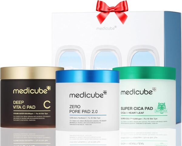 medicube Toner Pads Gift Set | Korean Skincare Set for Holiday Gifts | Gifts for Women and Men | Christmas Gifts | 3 Toner Pads for exfoliating & Hydrating, Korean Toner Pads Set, 210 Pads