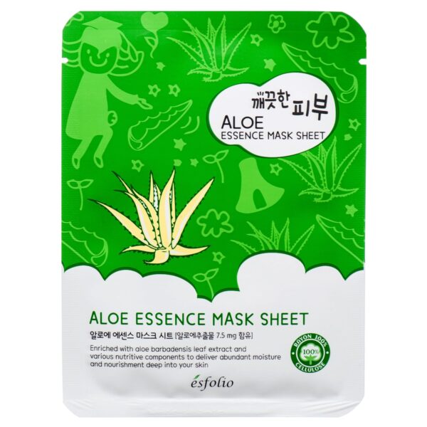esfolio Aloe Vera Mask Sheet – Hydrating & Soothing Korean Face Mask for Dry, Sensitive, Sun-Exposed Skin – Moisturizing, Refreshing Skincare for Balanced, Healthy-Looking Skin (Pack of 10)